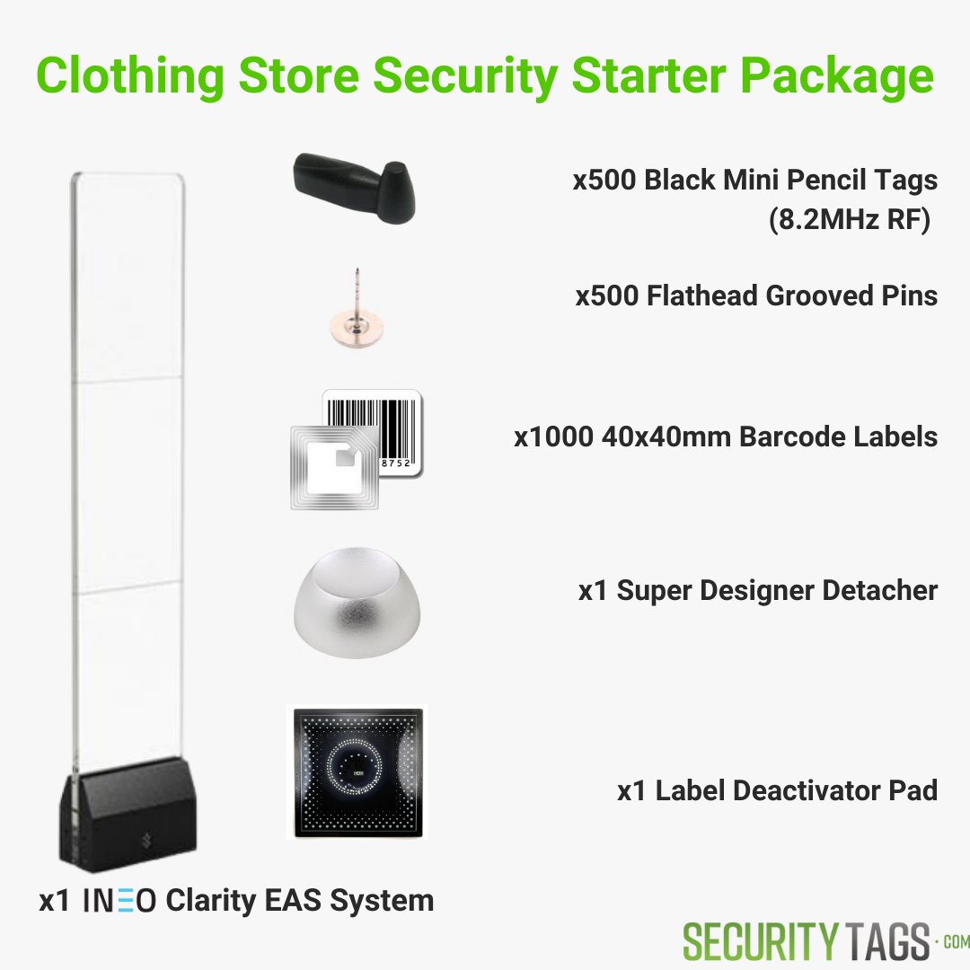 INEO Clarity EAS System - Clothing Store Starter Package With Mini Pencil Tags image 1